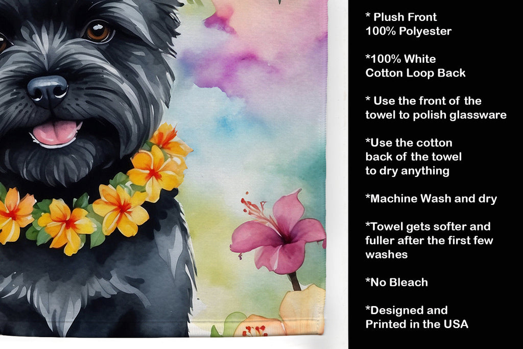 Cairn Terrier Luau Kitchen Towel Velour Plush Front and Cotton Loop Back Machine Washable