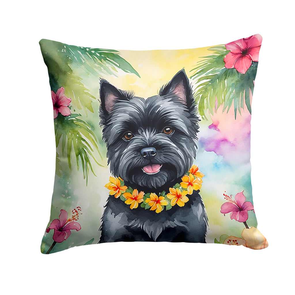 Cairn Terrier Luau Decorative Throw Pillow 18x18 Indoor Outdoor Accent Cushion, Fabric Cover with Insert for Sofa, Bed, Porch & Living Room