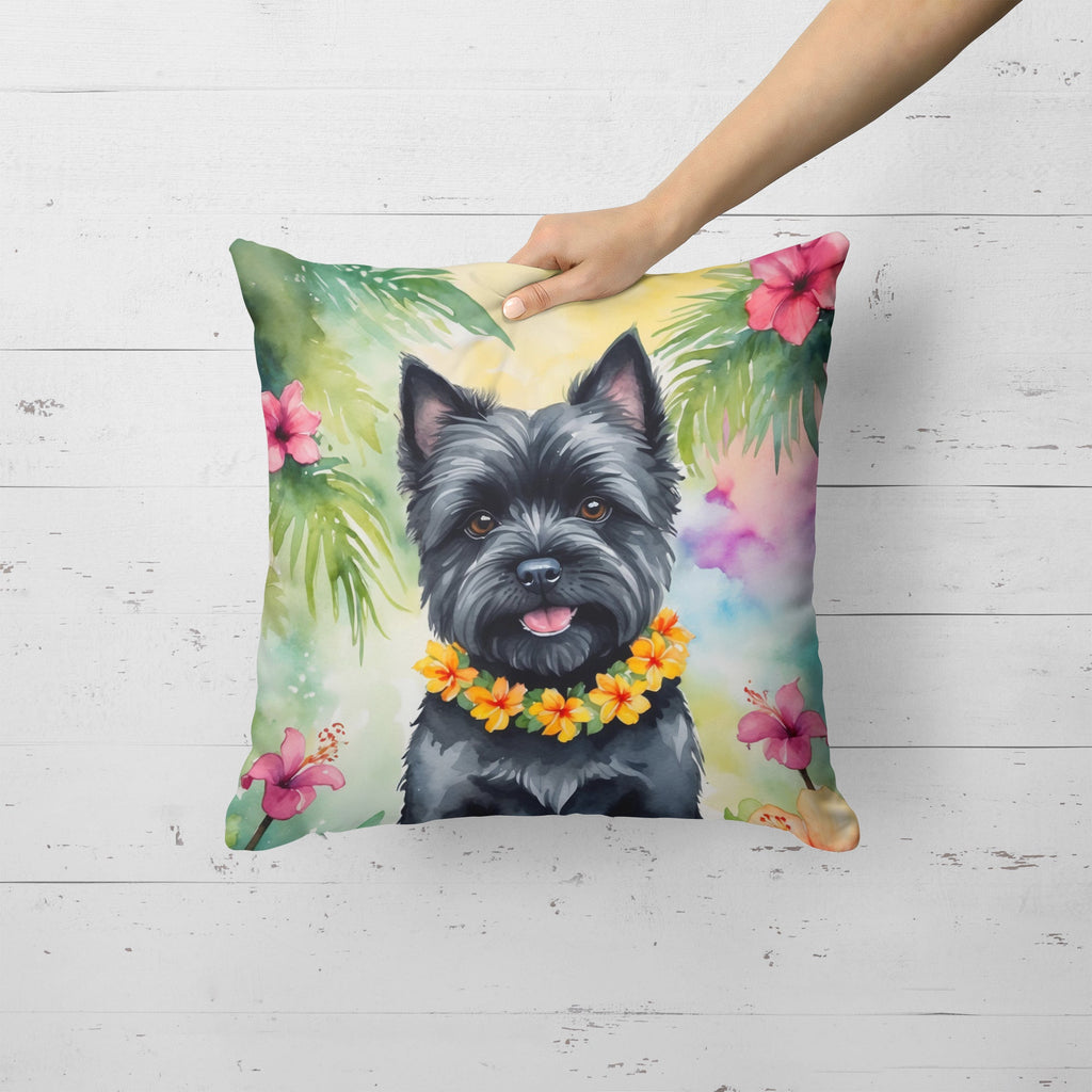 Cairn Terrier Luau Decorative Throw Pillow 18x18 Indoor Outdoor Accent Cushion, Fabric Cover with Insert for Sofa, Bed, Porch & Living Room
