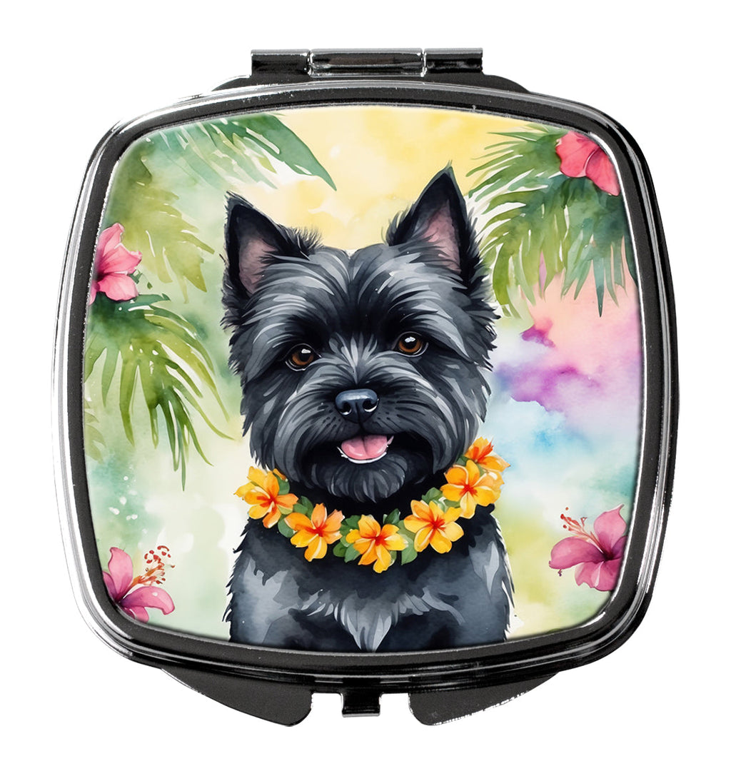 Cairn Terrier Luau Compact Mirror Decorative Travel Makeup Mirror for Women Girls Gifts Pocket Makeup Mirror Folding Handheld