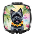 Cairn Terrier Luau Compact Mirror Decorative Travel Makeup Mirror for Women Girls Gifts Pocket Makeup Mirror Folding Handheld