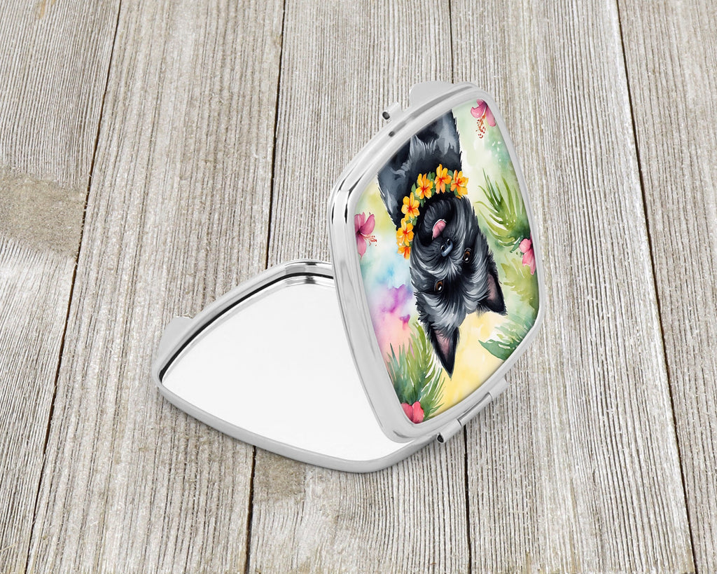 Cairn Terrier Luau Compact Mirror Decorative Travel Makeup Mirror for Women Girls Gifts Pocket Makeup Mirror Folding Handheld