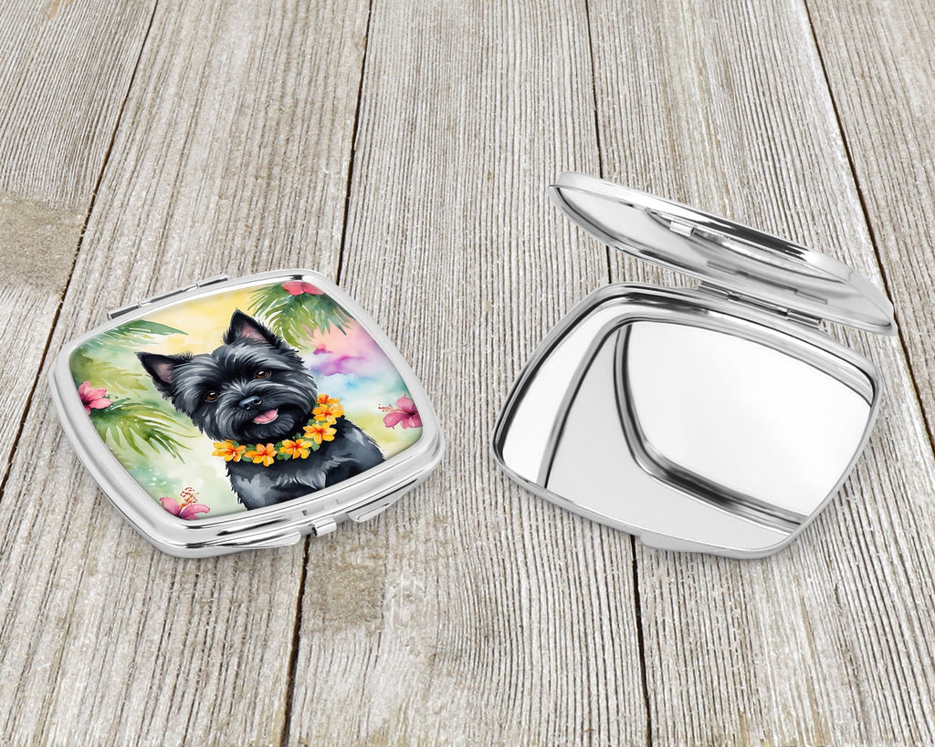 Cairn Terrier Luau Compact Mirror Decorative Travel Makeup Mirror for Women Girls Gifts Pocket Makeup Mirror Folding Handheld