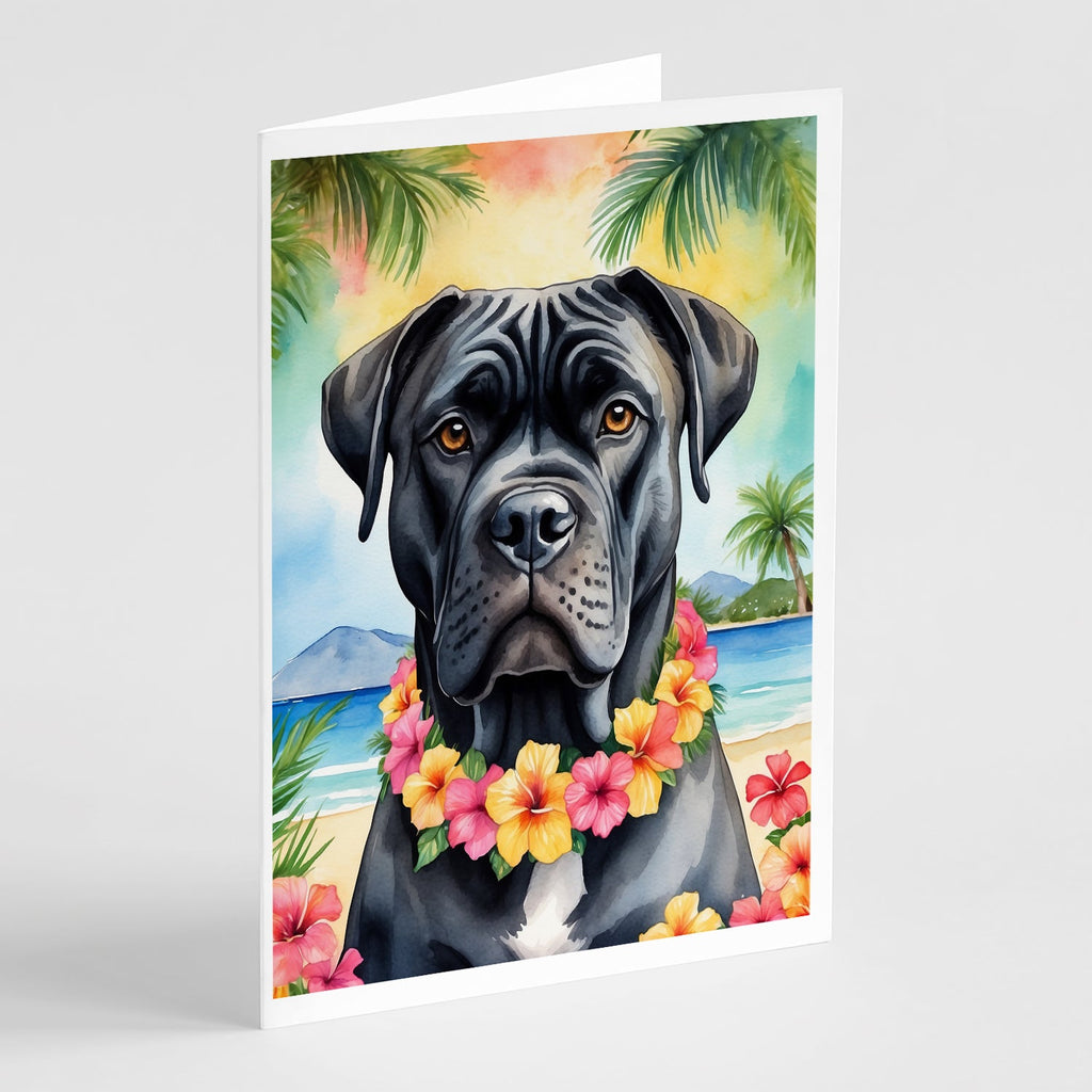 Cane Corso Luau Greeting Cards Pack of 8 Blank Cards with Envelopes Whimsical A7 Size 5x7