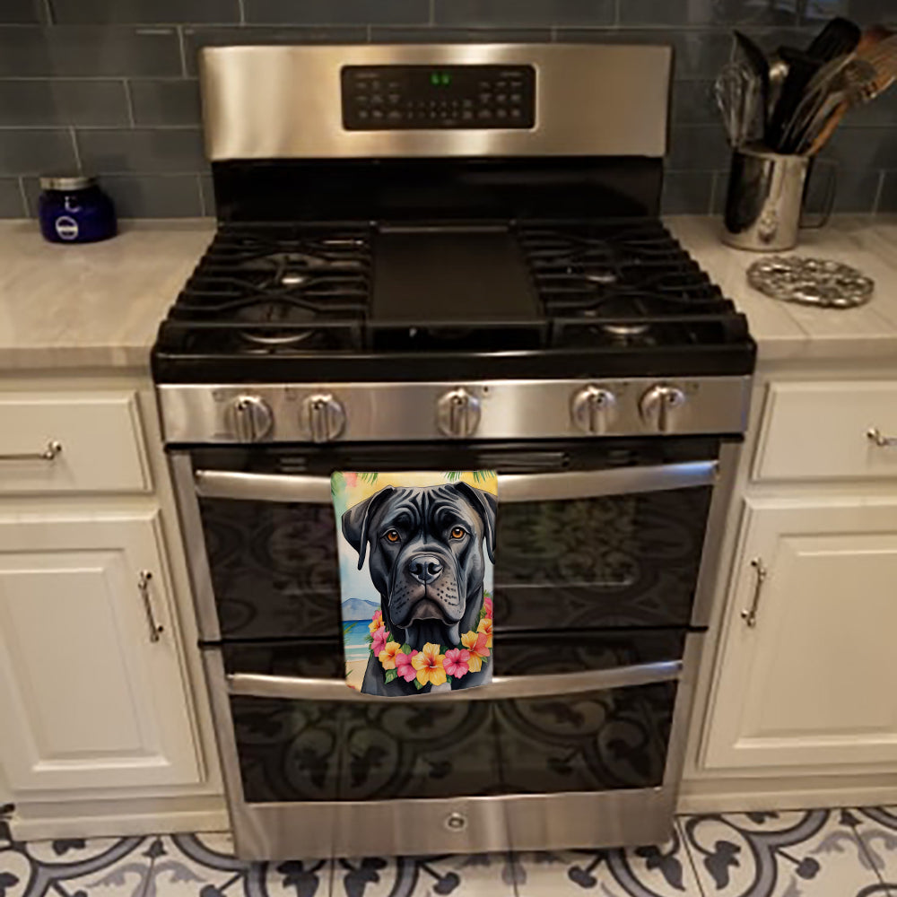 Cane Corso Luau Kitchen Towel Velour Plush Front and Cotton Loop Back Machine Washable