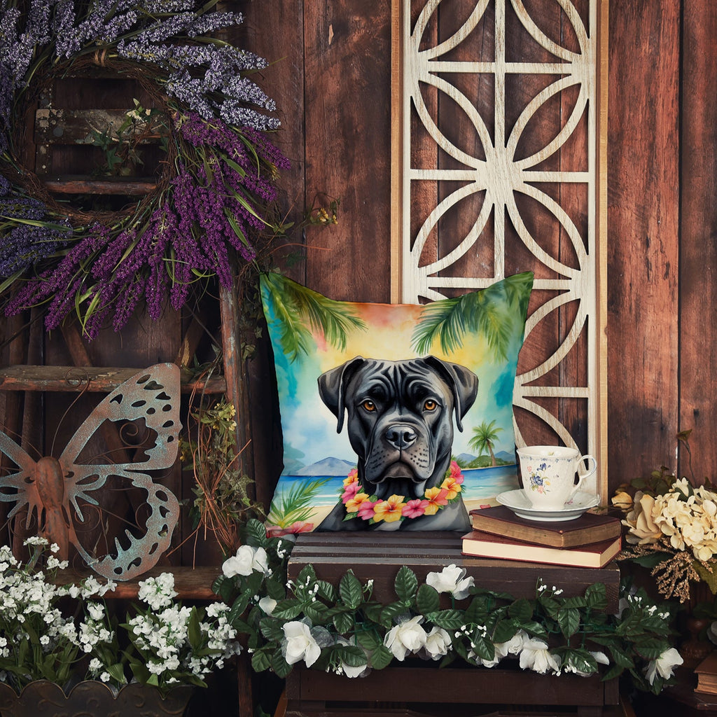 Cane Corso Luau Decorative Throw Pillow 18x18 Indoor Outdoor Accent Cushion, Fabric Cover with Insert for Sofa, Bed, Porch & Living Room