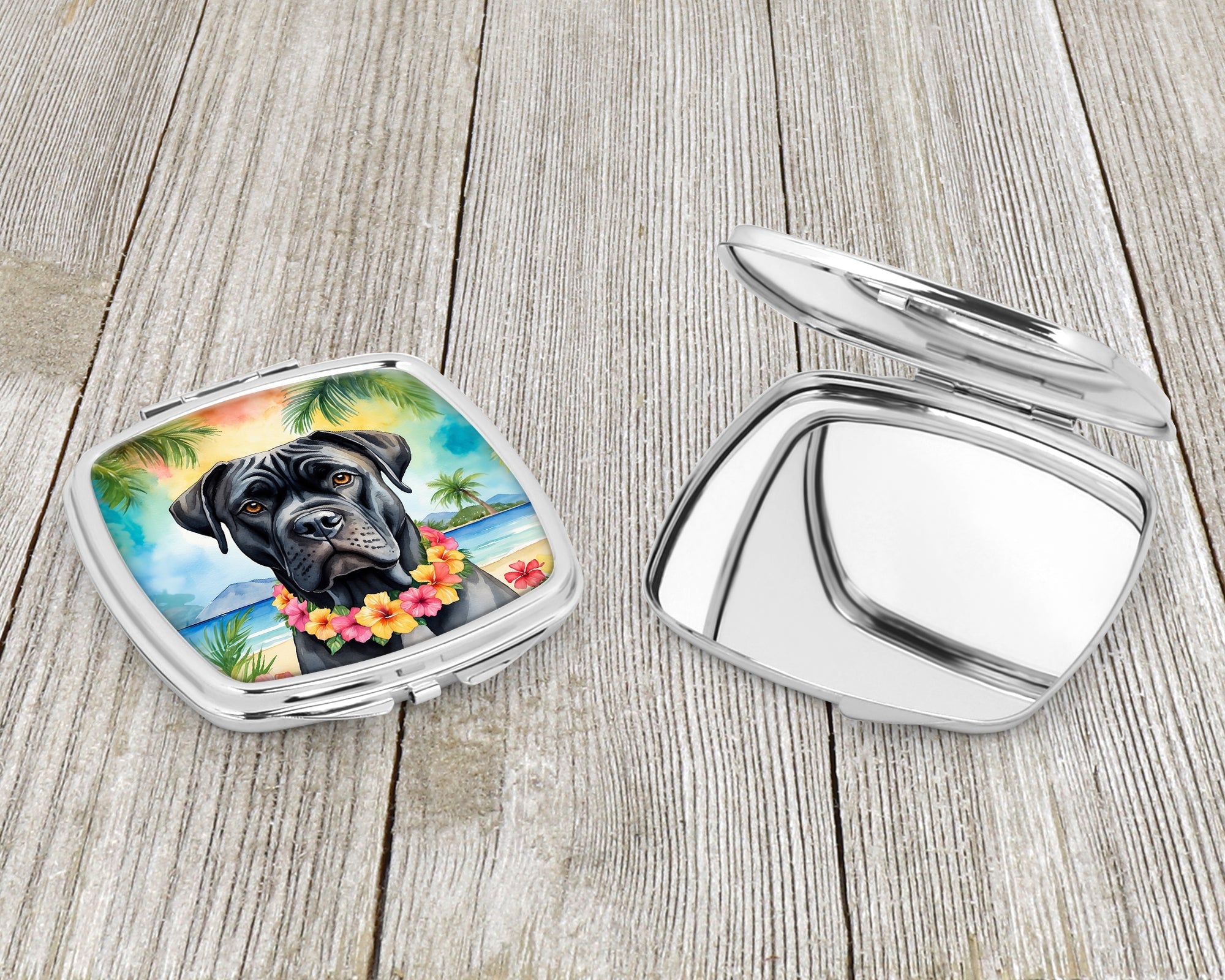 Cane Corso Luau Compact Mirror Decorative Travel Makeup Mirror for Women Girls Gifts Pocket Makeup Mirror Folding Handheld