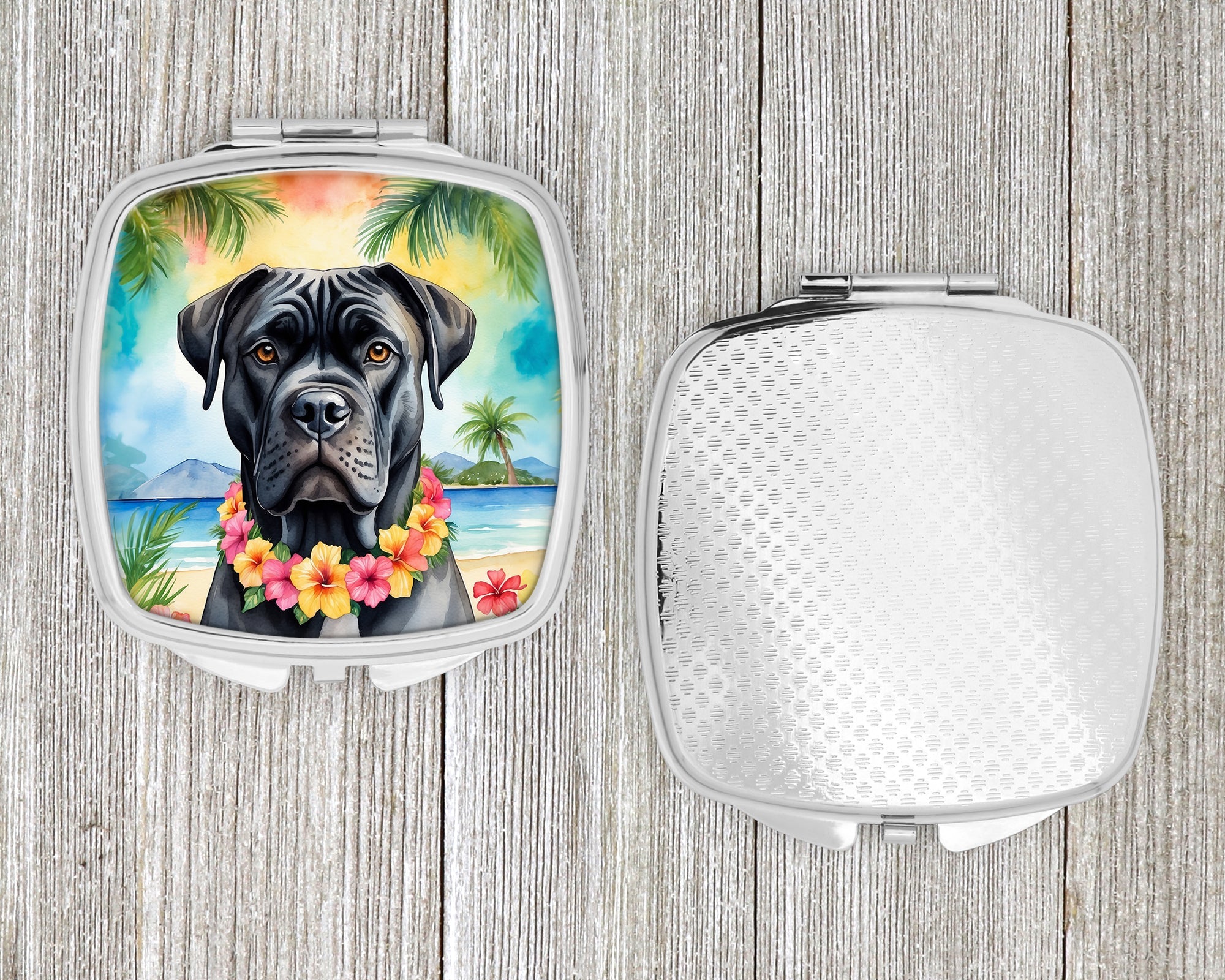 Cane Corso Luau Compact Mirror Decorative Travel Makeup Mirror for Women Girls Gifts Pocket Makeup Mirror Folding Handheld