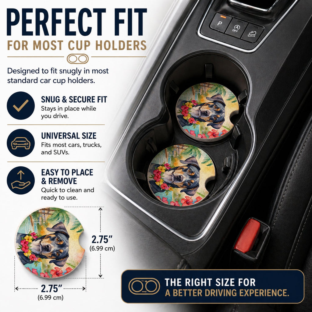 Catahoula Luau Set of 2 Cup Holder Car Coasters Absorbent Round Sandstone Coasters Gifts for Men or Women, 2.5, Multicolor