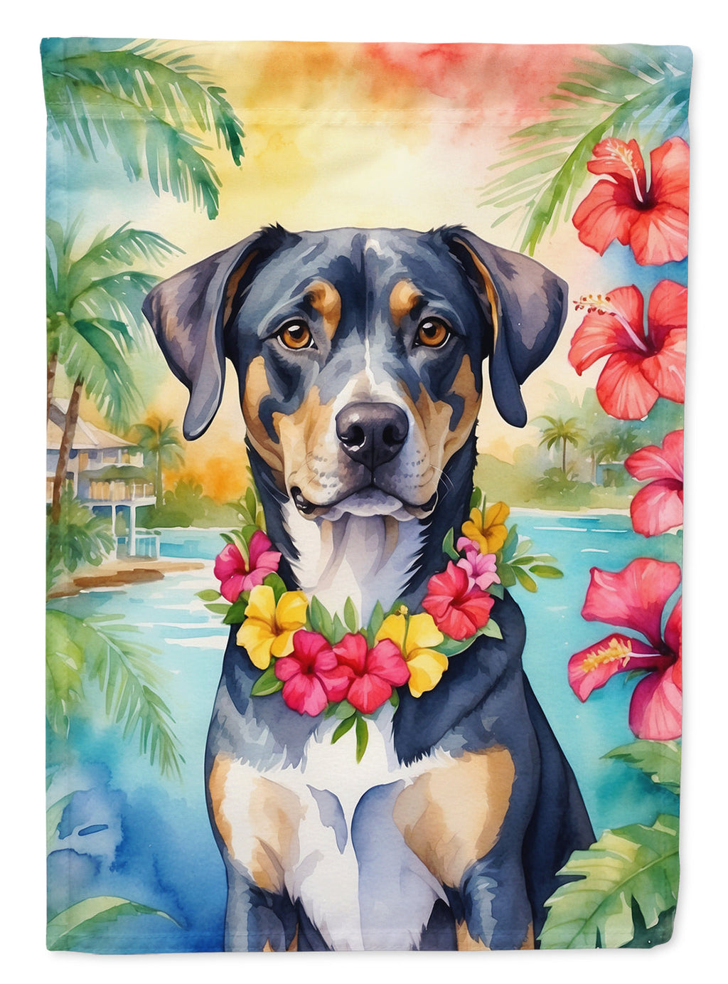 Catahoula Luau House Flag 28x40 Porch Sleeve Pole Decorative Outside Yard Banner Artwork Wall Hanging, Polyester