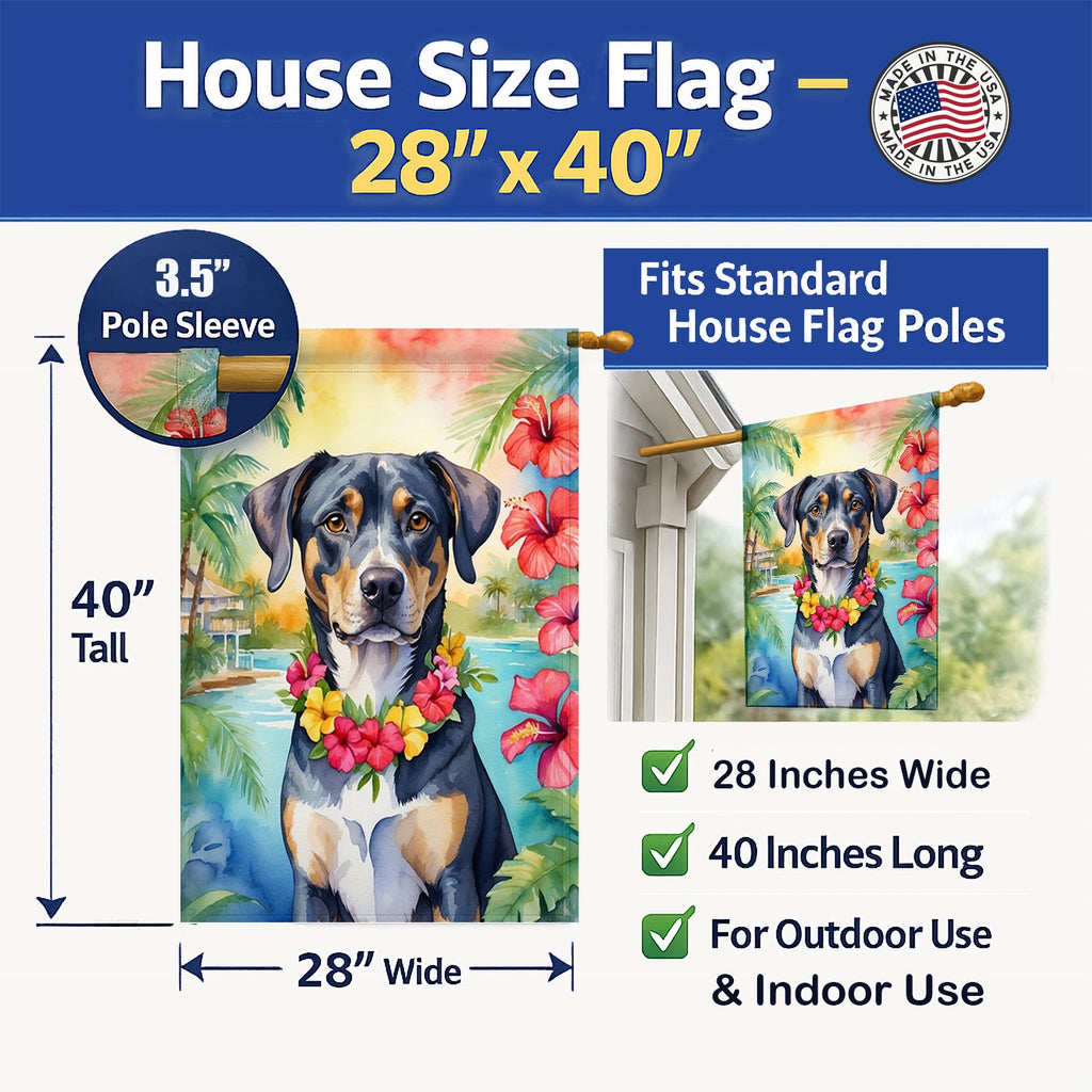 Catahoula Luau House Flag 28x40 Porch Sleeve Pole Decorative Outside Yard Banner Artwork Wall Hanging, Polyester