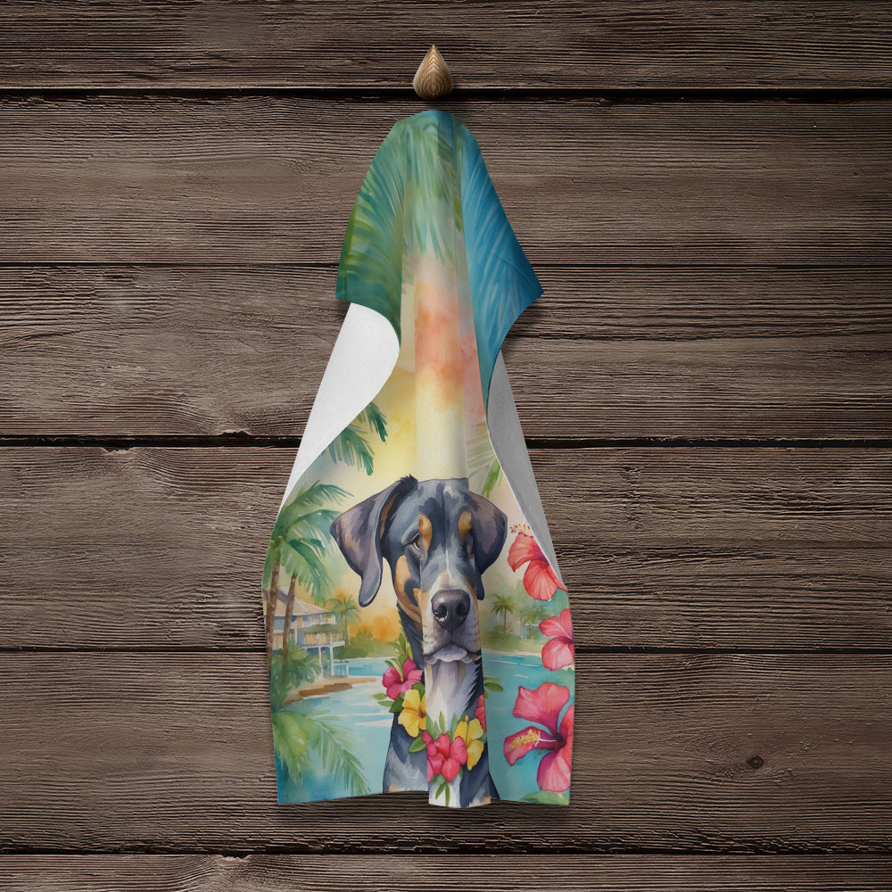 Catahoula Luau Kitchen Towel Velour Plush Front and Cotton Loop Back Machine Washable