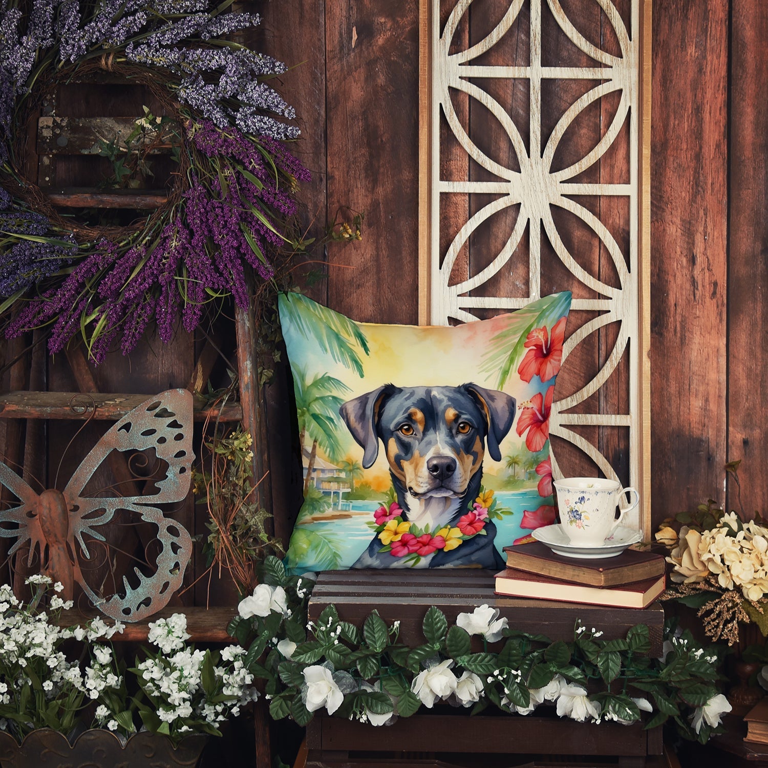 Catahoula Luau Decorative Throw Pillow 18x18 Indoor Outdoor Accent Cushion, Fabric Cover with Insert for Sofa, Bed, Porch & Living Room