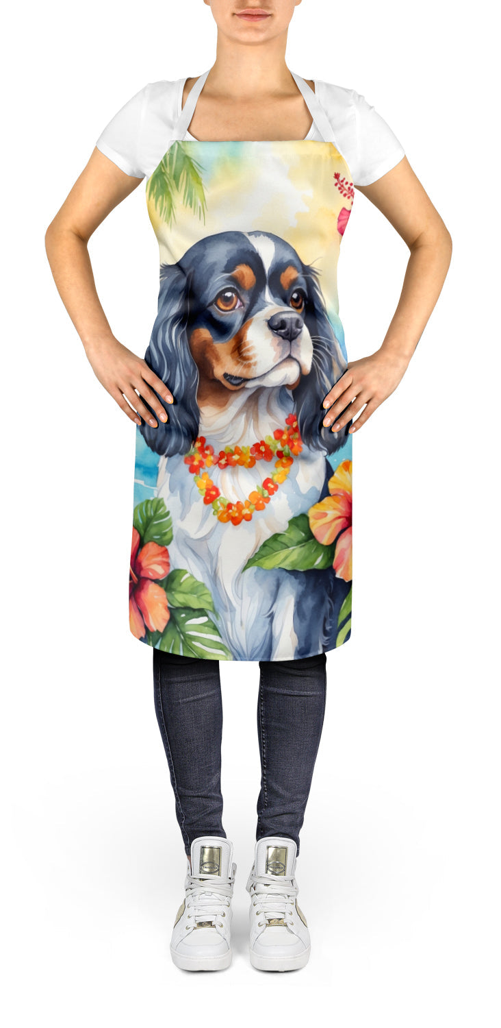 Cavalier Spaniel Luau Apron Cooking Kitchen Server Baking Crafts Gardening for Adult Women Men, Unisex, Large, Multicolor