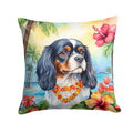 Cavalier Spaniel Luau Decorative Throw Pillow 14x14 Indoor Outdoor Accent Cushion, Fabric Cover with Insert for Sofa, Bed, Porch & Living Room