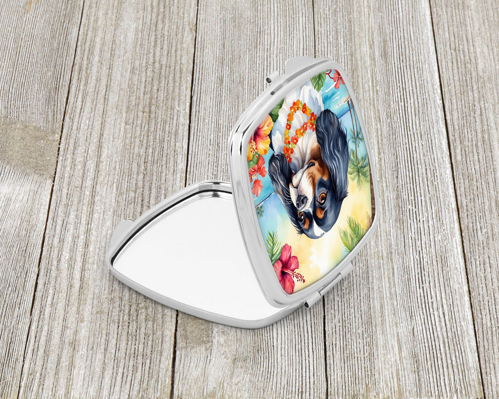 Cavalier Spaniel Luau Compact Mirror Decorative Travel Makeup Mirror for Women Girls Gifts Pocket Makeup Mirror Folding Handheld