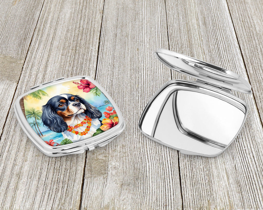 Cavalier Spaniel Luau Compact Mirror Decorative Travel Makeup Mirror for Women Girls Gifts Pocket Makeup Mirror Folding Handheld