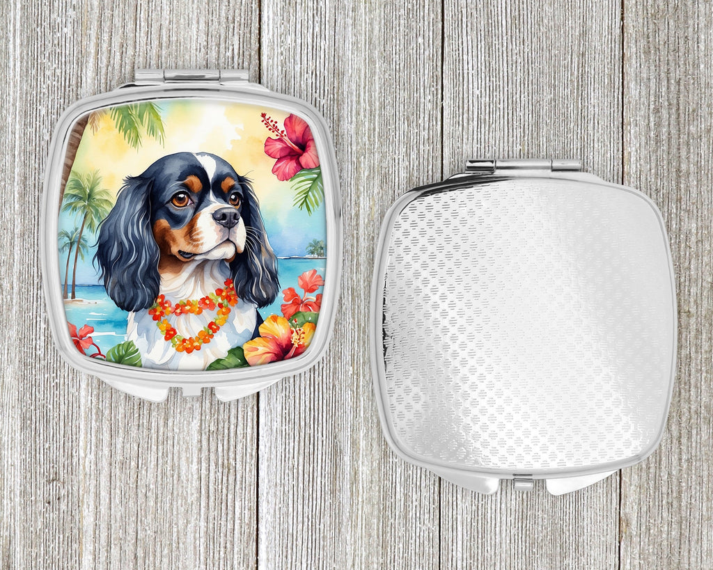 Cavalier Spaniel Luau Compact Mirror Decorative Travel Makeup Mirror for Women Girls Gifts Pocket Makeup Mirror Folding Handheld