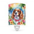 Cavalier Spaniel Luau Ceramic Night Light Compact, UL-Certified, Ideal for Bedroom, Bathroom, Nursery, Hallway, Kitchen, 6x4x3, Multicolor