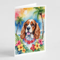 Cavalier Spaniel Luau Greeting Cards Pack of 8 Blank Cards with Envelopes Whimsical A7 Size 5x7