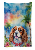 Cavalier Spaniel Luau Kitchen Towel Velour Plush Front and Cotton Loop Back Machine Washable