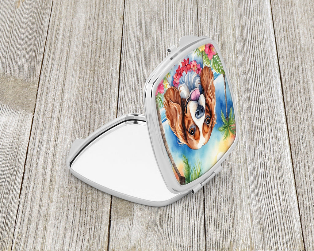 Cavalier Spaniel Luau Compact Mirror Decorative Travel Makeup Mirror for Women Girls Gifts Pocket Makeup Mirror Folding Handheld