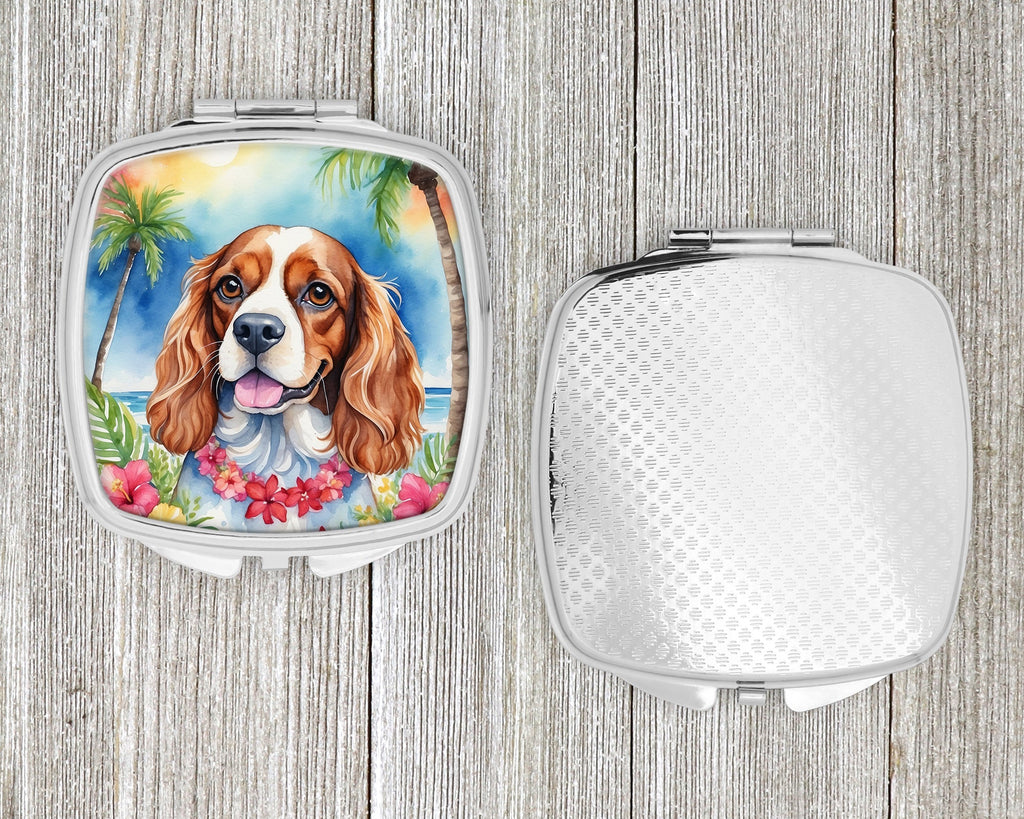 Cavalier Spaniel Luau Compact Mirror Decorative Travel Makeup Mirror for Women Girls Gifts Pocket Makeup Mirror Folding Handheld