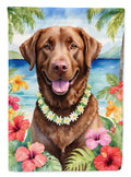 Chesapeake Bay Retriever Luau House Flag 28x40 Porch Sleeve Pole Decorative Outside Yard Banner Artwork Wall Hanging, Polyester