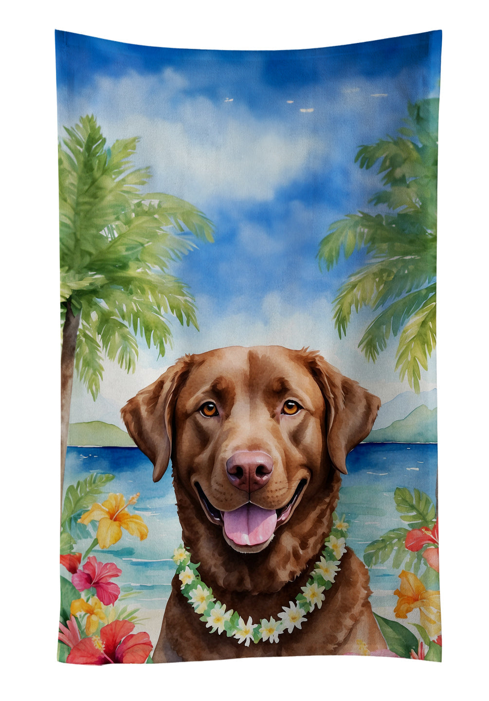 Chesapeake Bay Retriever Luau Kitchen Towel Velour Plush Front and Cotton Loop Back Machine Washable