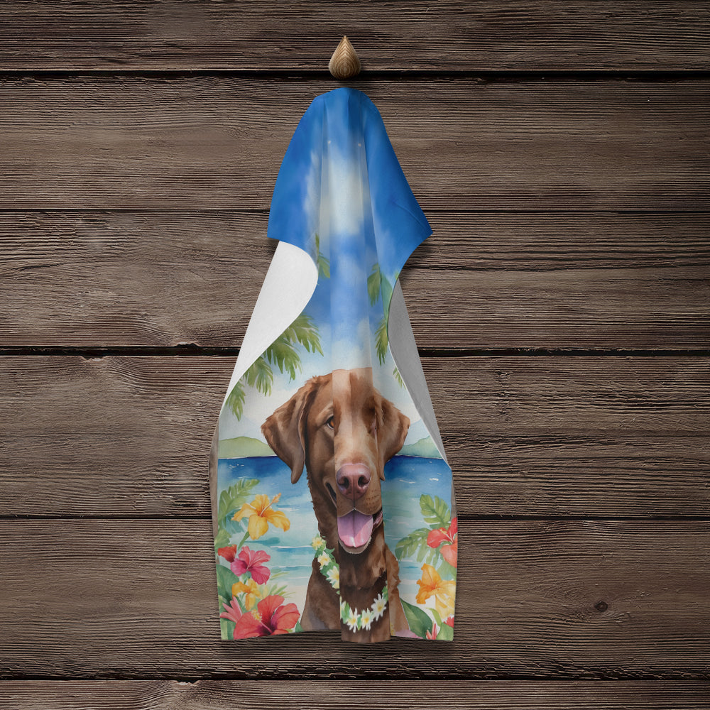 Chesapeake Bay Retriever Luau Kitchen Towel Velour Plush Front and Cotton Loop Back Machine Washable
