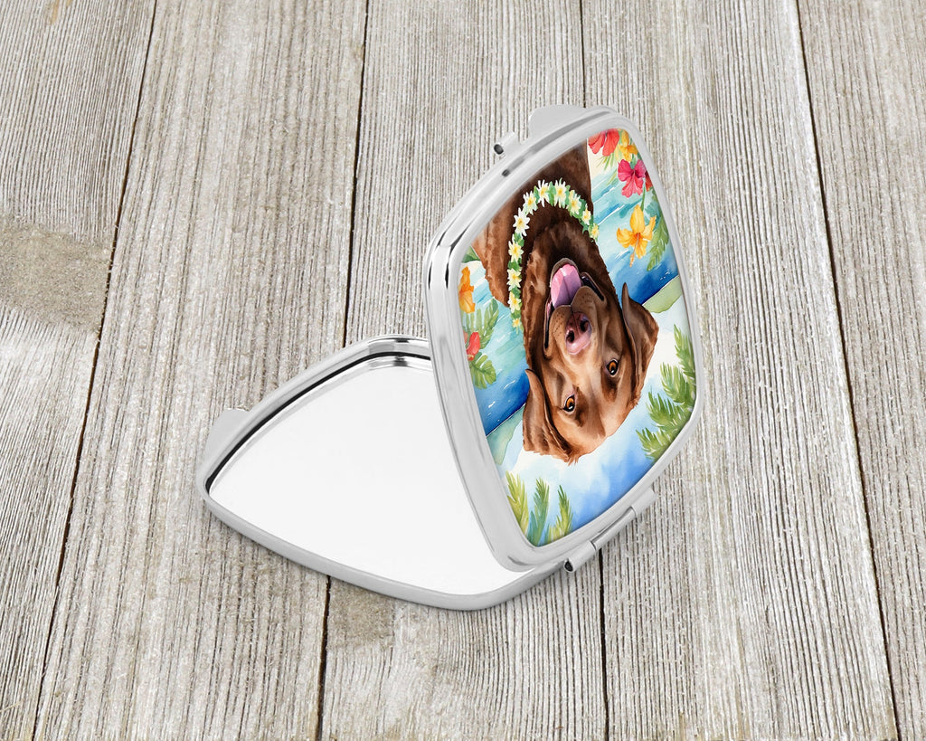 Chesapeake Bay Retriever Luau Compact Mirror Decorative Travel Makeup Mirror for Women Girls Gifts Pocket Makeup Mirror Folding Handheld