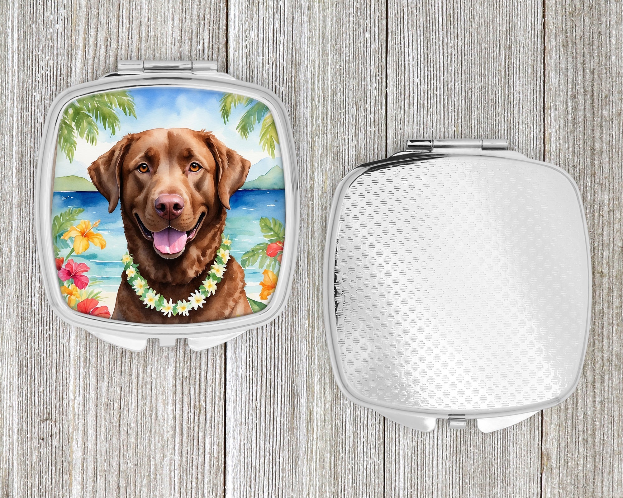 Chesapeake Bay Retriever Luau Compact Mirror Decorative Travel Makeup Mirror for Women Girls Gifts Pocket Makeup Mirror Folding Handheld