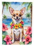 Chihuahua Luau House Flag 28x40 Porch Sleeve Pole Decorative Outside Yard Banner Artwork Wall Hanging, Polyester