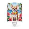 Chihuahua Luau Ceramic Night Light Compact, UL-Certified, Ideal for Bedroom, Bathroom, Nursery, Hallway, Kitchen, 6x4x3, Multicolor