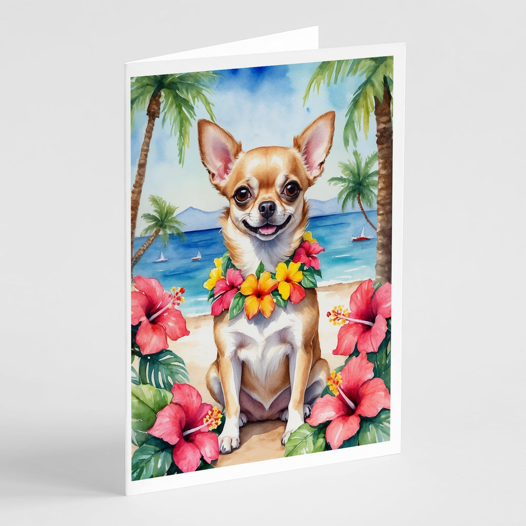 Chihuahua Luau Greeting Cards Pack of 8 Blank Cards with Envelopes Whimsical A7 Size 5x7