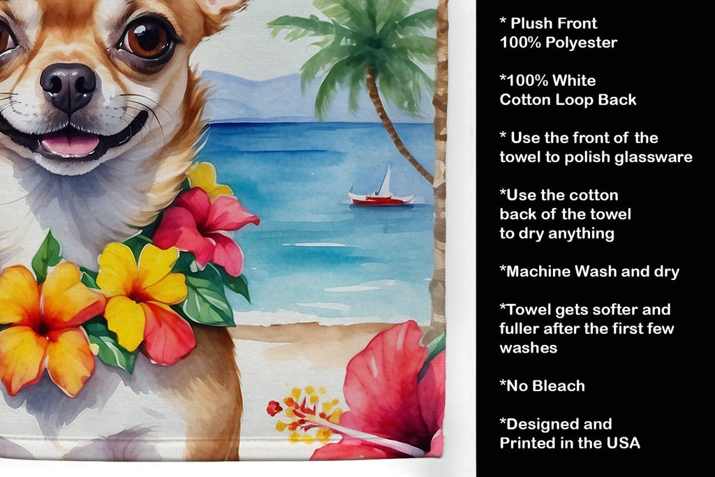 Chihuahua Luau Kitchen Towel Velour Plush Front and Cotton Loop Back Machine Washable
