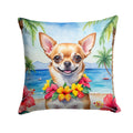 Chihuahua Luau Decorative Throw Pillow 14x14 Indoor Outdoor Accent Cushion, Fabric Cover with Insert for Sofa, Bed, Porch & Living Room