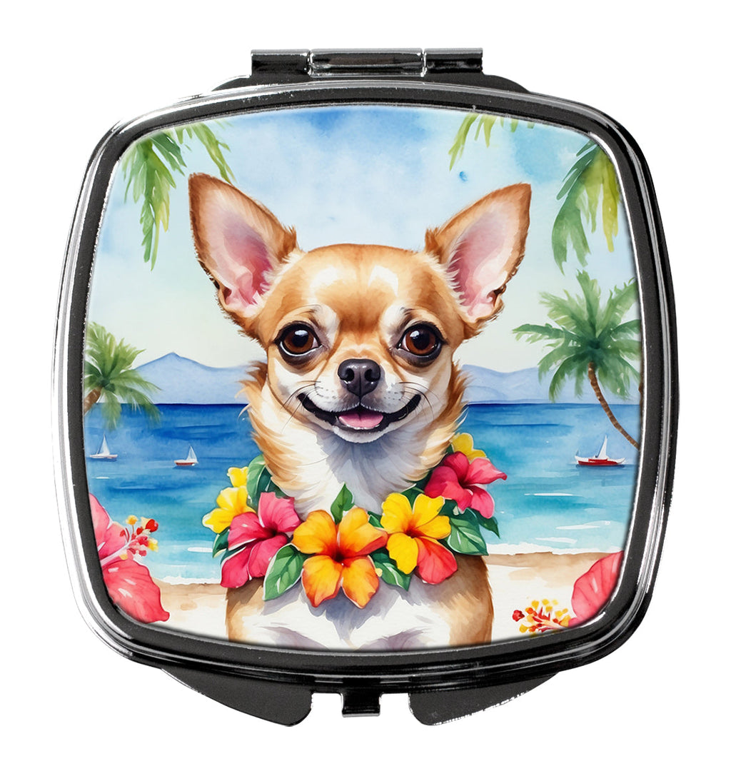 Chihuahua Luau Compact Mirror Decorative Travel Makeup Mirror for Women Girls Gifts Pocket Makeup Mirror Folding Handheld