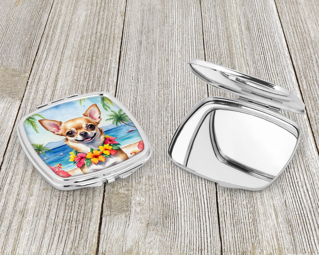 Chihuahua Luau Compact Mirror Decorative Travel Makeup Mirror for Women Girls Gifts Pocket Makeup Mirror Folding Handheld