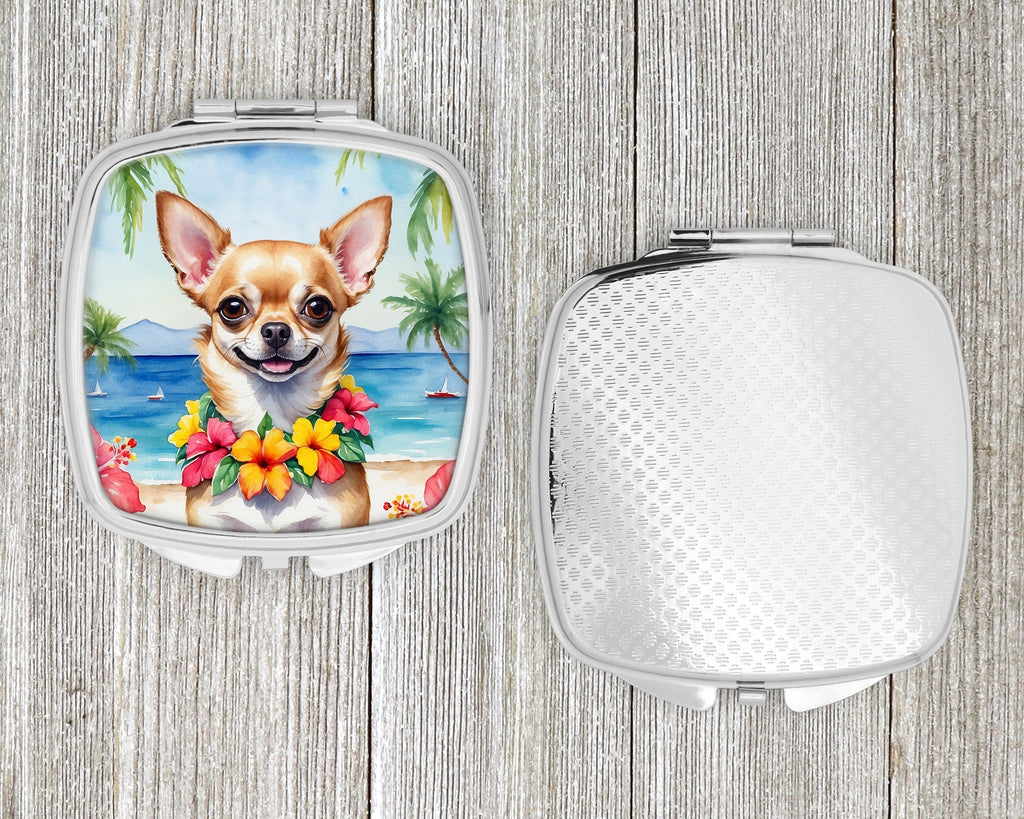 Chihuahua Luau Compact Mirror Decorative Travel Makeup Mirror for Women Girls Gifts Pocket Makeup Mirror Folding Handheld