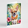 Chihuahua Luau Greeting Cards Pack of 8 Blank Cards with Envelopes Whimsical A7 Size 5x7