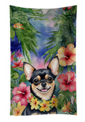 Chihuahua Luau Kitchen Towel Velour Plush Front and Cotton Loop Back Machine Washable