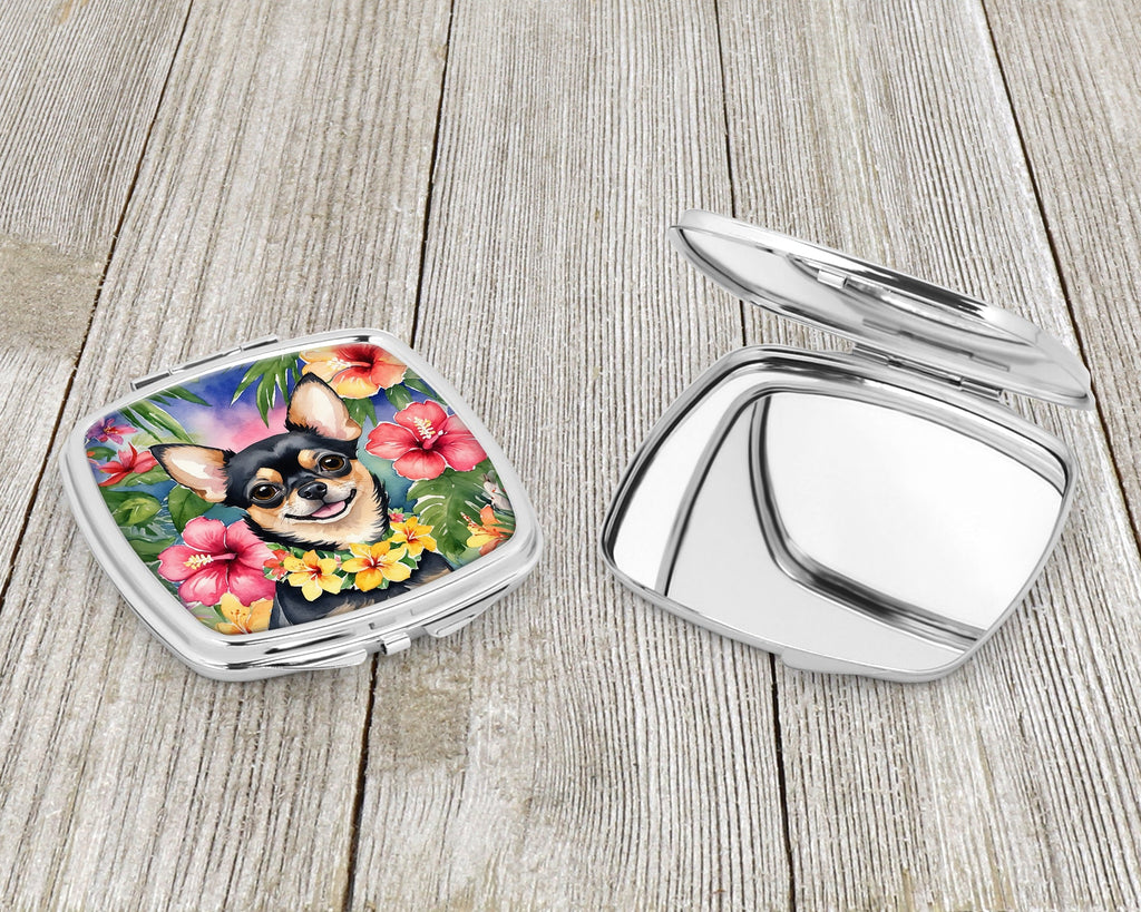 Chihuahua Luau Compact Mirror Decorative Travel Makeup Mirror for Women Girls Gifts Pocket Makeup Mirror Folding Handheld