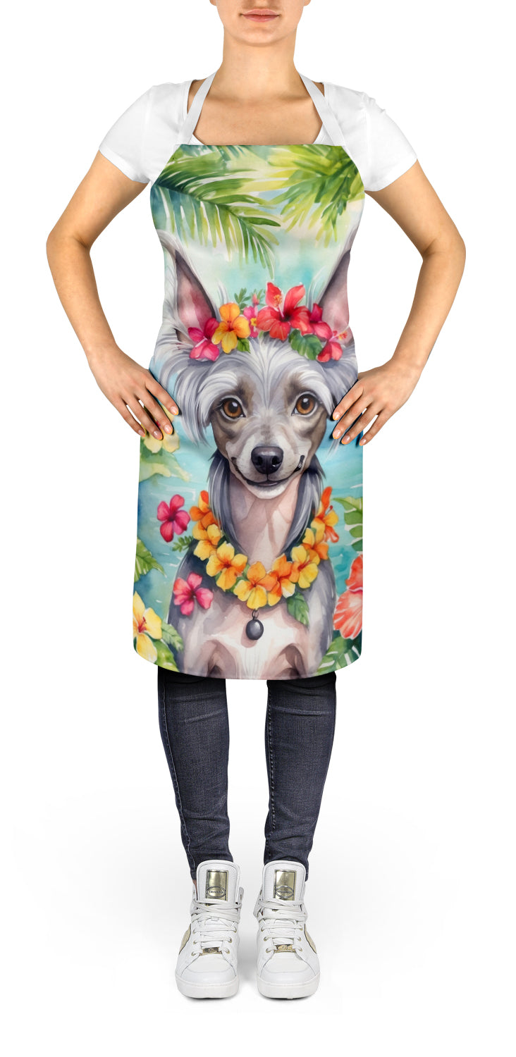 Chinese Crested Luau Apron Cooking Kitchen Server Baking Crafts Gardening for Adult Women Men, Unisex, Large, Multicolor