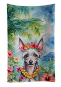 Chinese Crested Luau Kitchen Towel Velour Plush Front and Cotton Loop Back Machine Washable