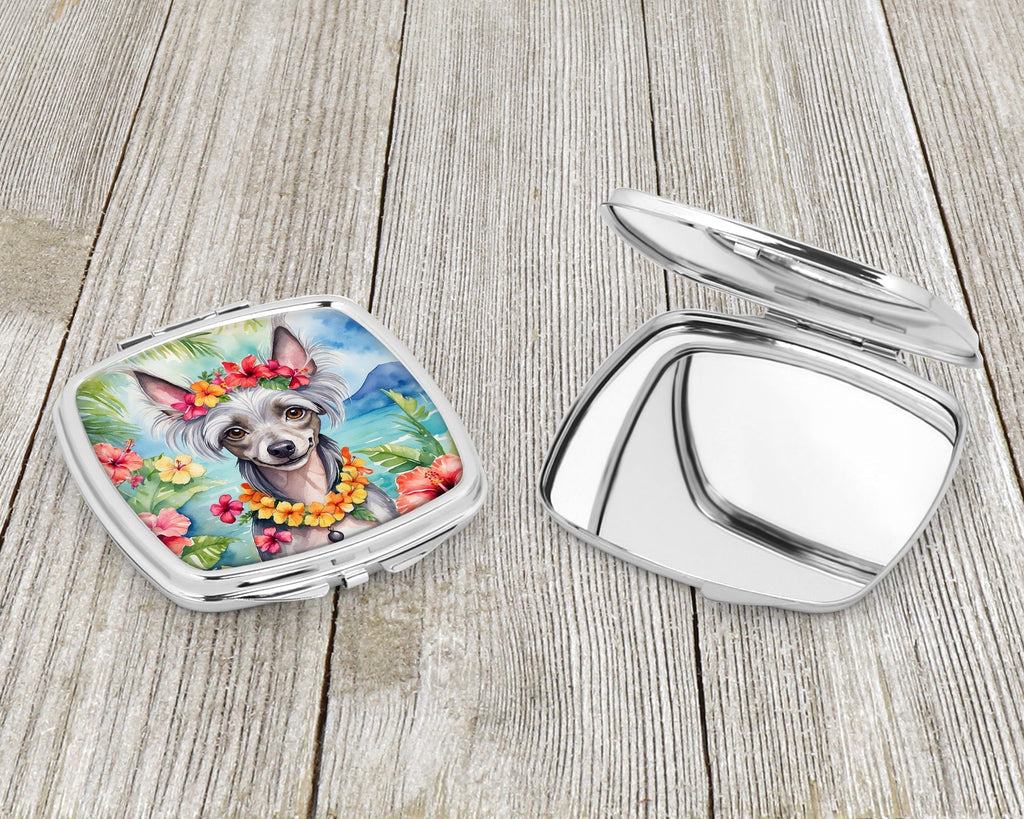 Chinese Crested Luau Compact Mirror Decorative Travel Makeup Mirror for Women Girls Gifts Pocket Makeup Mirror Folding Handheld