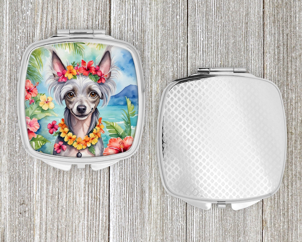 Chinese Crested Luau Compact Mirror Decorative Travel Makeup Mirror for Women Girls Gifts Pocket Makeup Mirror Folding Handheld