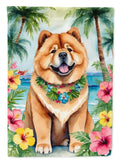 Chow Chow Luau House Flag 28x40 Porch Sleeve Pole Decorative Outside Yard Banner Artwork Wall Hanging, Polyester