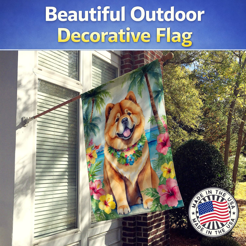 Chow Chow Luau House Flag 28x40 Porch Sleeve Pole Decorative Outside Yard Banner Artwork Wall Hanging, Polyester