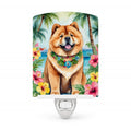 Chow Chow Luau Ceramic Night Light Compact, UL-Certified, Ideal for Bedroom, Bathroom, Nursery, Hallway, Kitchen, 6x4x3, Multicolor